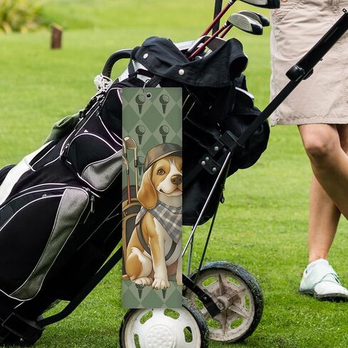 Beagle Dog Golf Towel - Retro Puppy Golf Bag Accessories Towel, Trendy Preppy Disc Weave Waffle & Ball Towels with Carabiner Clip Birthady Gifts for Golfer Women Dog Lover, 16"x24" in Saudi Arabia