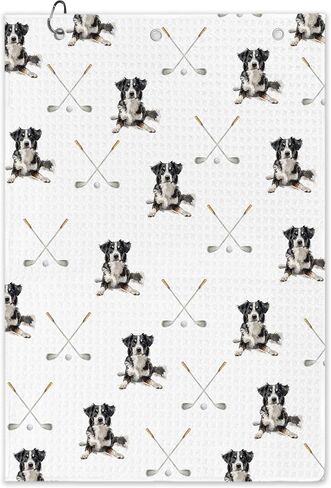 Beagle Dog Golf Towel - Retro Puppy Golf Bag Accessories Towel, Trendy Preppy Disc Weave Waffle & Ball Towels with Carabiner Clip Birthady Gifts for Golfer Women Dog Lover, 16"x24" in Saudi Arabia