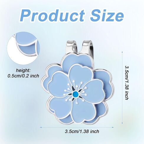 Magnetic Golf Ball Marker with Golf Hat Clip, Flower Shape Ball Marker Set Bag Decoration Accessories for Bag Hat Women Men (Blue) in Saudi Arabia