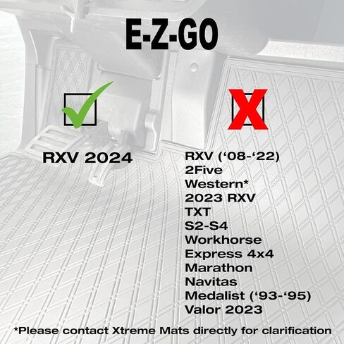 Xtreme Mats Floor Mat Liner for Golf Carts - Fits E-Z-GO RXV (2024+) / Valor (2024+) and Elite - Custom Fit Durable Rubber Golf Car Floor Mat - Grey Trim in Saudi Arabia