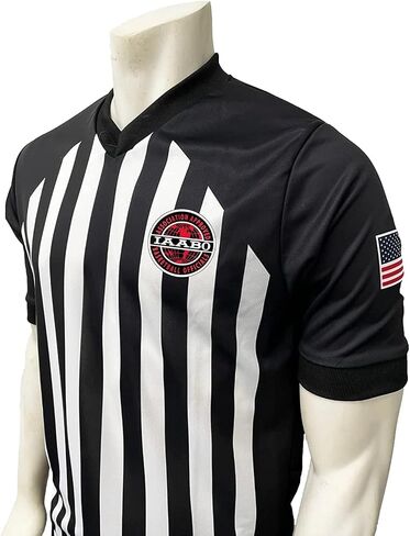 Smitty | I216 | IAABO Basketball Referee Shirt White Flag on Sleeve USA | Collegiate College Official Uniform | Black White in Saudi Arabia
