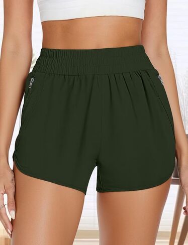 Women's Running Short with Liner 2.5" Zipper Pockets Dolphin Quick Dry Shorts for Athletic Gym Track Workout 2025(S-XXL) in Saudi Arabia
