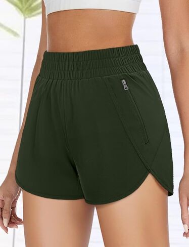 Women's Running Short with Liner 2.5" Zipper Pockets Dolphin Quick Dry Shorts for Athletic Gym Track Workout 2025(S-XXL) in Saudi Arabia