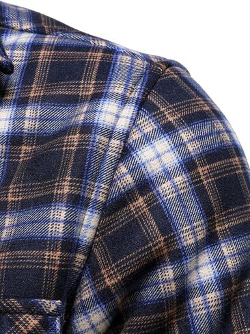 HOOD CREW Mens Winter Warm Fleece Jackets Sherpa Lined Plaid Flannel Shirt Jacket with Side Pockets in Kuwait