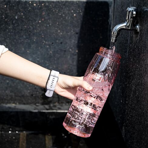 زجاجة مياه تريتان بوزن 32 أونصة من Fanhaw مع غطاء للمضغ - شفافة، خالية من مادة BPA، خفيفة الوزن، واسعة الفم، مانعة للتسرب، مثالية للصالة الرياضية، والسفر، والمدرسة، والمكتب، والرياضة (شفاف وأسود) in Kuwait