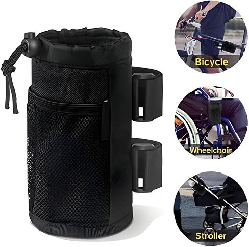 2Pack Scooter Cup Holder for Adults and Kids – Fits Electric and Kick Scooters, Velcro Water Bottle Holder for Scooters(Black) in Saudi Arabia
