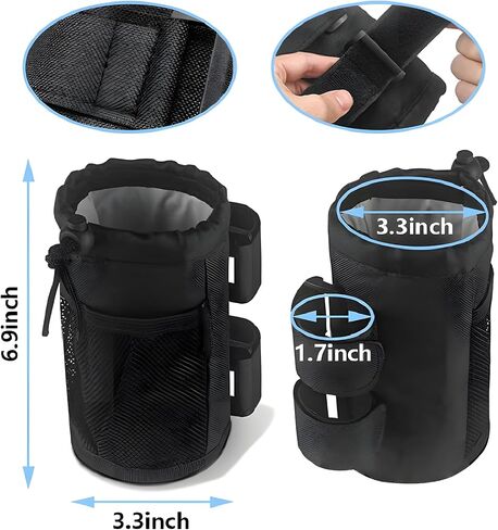2Pack Scooter Cup Holder for Adults and Kids – Fits Electric and Kick Scooters, Velcro Water Bottle Holder for Scooters(Black) in Saudi Arabia