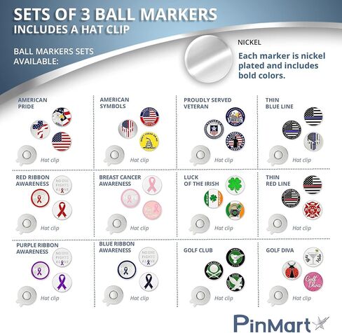 مجموعة أقلام التحديد الكروية المغناطيسية ومشبك القبعة من PinMart's Mix Pack - ملحقات الجولف للرجال والنساء - علامات الكرة ومشبك القبعة مع مغناطيس لقبعات الجولف in Saudi Arabia