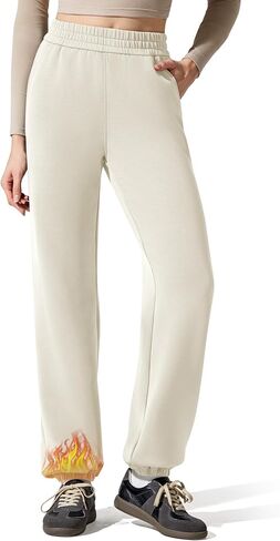 G4Free Smoofit Fleece Lined Joggers Sweatpants Women High Waist Casual Lounge with Pockets Warm Pants Workout Winter Travel in Saudi Arabia