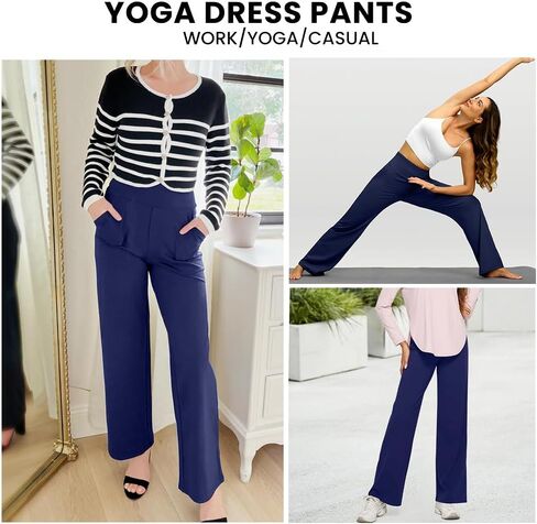 Women's Wide Leg Yoga Pants - High Waist Stretch with Pockets, Petite/Regular/Tall Sizing in Saudi Arabia