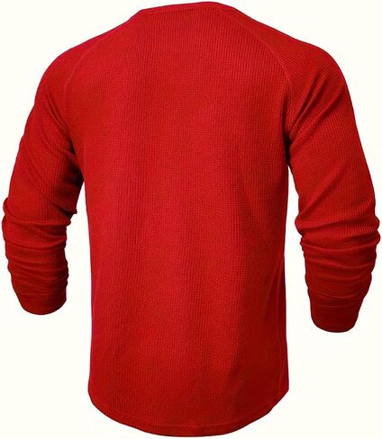 1 Pack Men's Waffle Henley Long Sleeve Shirt, 3 Button Thermal Top for Casual & Outdoor Multi-Season Wear in Saudi Arabia