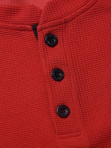 1 Pack Men's Waffle Henley Long Sleeve Shirt, 3 Button Thermal Top for Casual & Outdoor Multi-Season Wear in Saudi Arabia