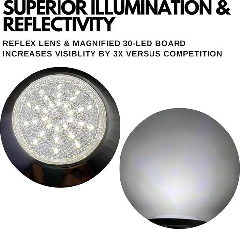 4 Pack- Universal Interior Light Round 30 LED Reading Light Ceiling Dome Roof Car Truck Boat Chrome Bezel Housing- 2.7" Diameter Super Bright! White LED's in Saudi Arabia