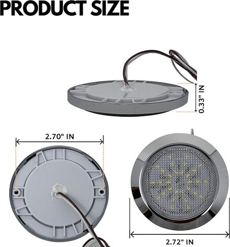 4 Pack- Universal Interior Light Round 30 LED Reading Light Ceiling Dome Roof Car Truck Boat Chrome Bezel Housing- 2.7" Diameter Super Bright! White LED's in Saudi Arabia