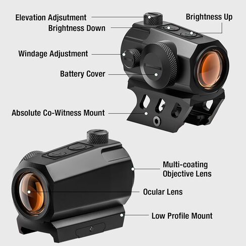1x20mm 2MOA أحمر/أخضر نقطة البصر الحركة مستيقظًا ريد دوت نطاق البصريات شبكاني البصر 10 سطوع مع الشاهد المشارك والتركيب المنخفض لسكك Picatinny in Kuwait