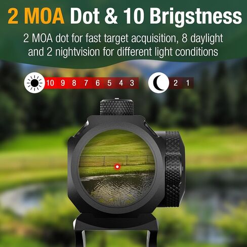 1x20mm 2MOA أحمر/أخضر نقطة البصر الحركة مستيقظًا ريد دوت نطاق البصريات شبكاني البصر 10 سطوع مع الشاهد المشارك والتركيب المنخفض لسكك Picatinny in Kuwait