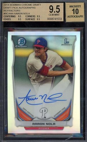 Aaron Nola Gem Mint 10 BAS Beckett Autograph 2014 Bowman Chrome Rookie Signed - Baseball Slabbed Autographed Cards in Saudi Arabia