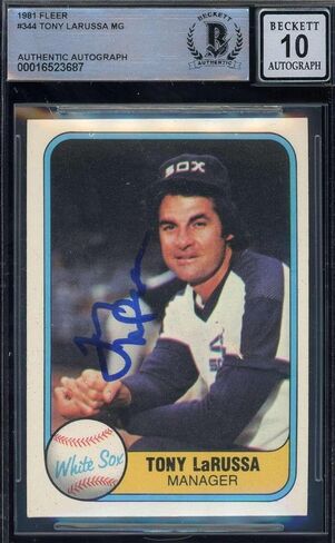 Tony LaRussa Gem Mint 10 Beckett BAS Signed 1981 Fleer Autograph - Baseball Slabbed Autographed Cards in Saudi Arabia