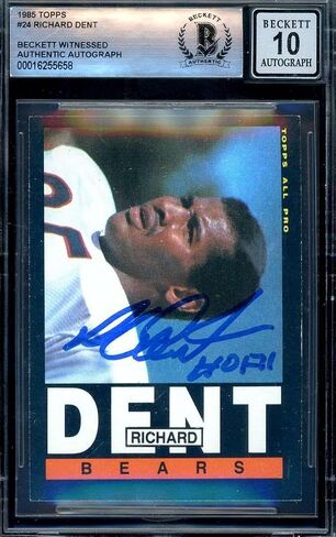 Richard Dent Gem Mint 10 Beckett BAS Signed 1985 Topps Rookie Autograph 1 - Football Slabbed Autographed Rookie Cards in Saudi Arabia