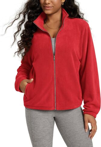 ODODOS Women's Polar Fleece Full-Zip Jacket – Soft Warm Winter Essential Long Sleeve Outerwear with Pockets in Saudi Arabia