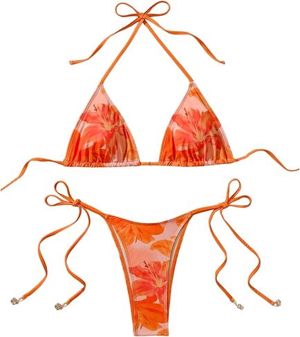 Verdusa 2 Piece Bathing Suits Thong Triangle Bikini Sets Halter Neck Cheeky Bathing Suit in Saudi Arabia