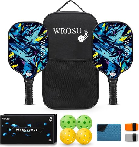 Carbon Fiber Pickleball Paddles Set of 4 or 2 Rackets,USAPA Approved Pickleballs Equipment with Balls,Bag,Accessories,Carbon Fiber T300 Lightweight Pickleball Racquet Set for Men,Women,Kids,Adults in Saudi Arabia