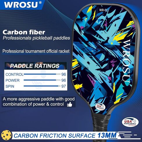 Carbon Fiber Pickleball Paddles Set of 4 or 2 Rackets,USAPA Approved Pickleballs Equipment with Balls,Bag,Accessories,Carbon Fiber T300 Lightweight Pickleball Racquet Set for Men,Women,Kids,Adults in Saudi Arabia