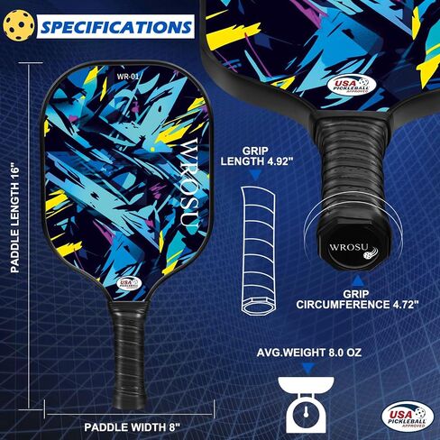 Carbon Fiber Pickleball Paddles Set of 4 or 2 Rackets,USAPA Approved Pickleballs Equipment with Balls,Bag,Accessories,Carbon Fiber T300 Lightweight Pickleball Racquet Set for Men,Women,Kids,Adults in Saudi Arabia