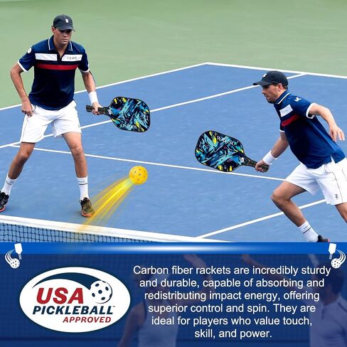Carbon Fiber Pickleball Paddles Set of 4 or 2 Rackets,USAPA Approved Pickleballs Equipment with Balls,Bag,Accessories,Carbon Fiber T300 Lightweight Pickleball Racquet Set for Men,Women,Kids,Adults in Saudi Arabia
