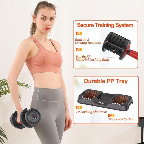 25/55LB Adjustable Dumbbell Set,10 in 1 Free Weights Dumbbell with Anti-Slip Texture Handle,1 Sec Speed Adjustment Men/Women Gym and Home Strength Training Equipment. in Saudi Arabia