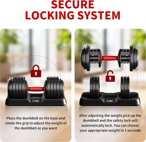 25/55LB Adjustable Dumbbell Set,10 in 1 Free Weights Dumbbell with Anti-Slip Texture Handle,1 Sec Speed Adjustment Men/Women Gym and Home Strength Training Equipment. in Saudi Arabia