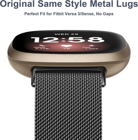 أحزمة معدنية متوافقة مع Fitbit Versa 4 Bands/Fitbit Versa 3 Bands/Sense 2 Bands/Fitbit Sense Watch Bands للنساء والرجال، حزام معصم شبكي من الفولاذ المقاوم للصدأ مع قفل مغناطيسي قابل للتعديل in Kuwait