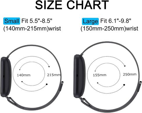 أحزمة معدنية متوافقة مع Fitbit Versa 4 Bands/Fitbit Versa 3 Bands/Sense 2 Bands/Fitbit Sense Watch Bands للنساء والرجال، حزام معصم شبكي من الفولاذ المقاوم للصدأ مع قفل مغناطيسي قابل للتعديل in Kuwait