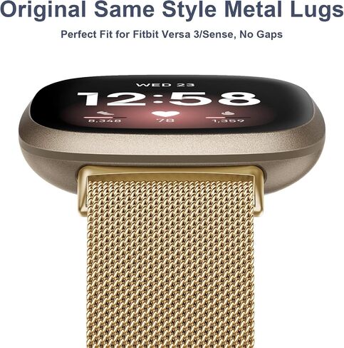 Metal Bands Compatible with Fitbit Versa 4 Bands/Fitbit Versa 3 Bands/Sense 2 Bands/Fitbit Sense Watch Bands for Women Men, Stainless Steel Mesh Wristband Strap with Adjustable Magnet Lock in Saudi Arabia