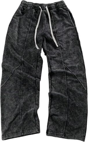 SOLY HUX Men's Wide Leg Sweatpants Vintage Drawstring Baggy Pants Y2k Streetwear in Saudi Arabia