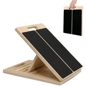 لوح مائل لتمرين تمدد ربلة الساق، لوح خشبي مائل بزوايا قابلة للتعديل وقابل للحمل، ممتد عضلات الساق مضاد للانزلاق للفخذ والساق والركبة والقدمين in Kuwait