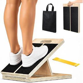 Adjustable Wooden Slant Board for Calf Stretching, Squats & Physical Therapy – Portable Incline Stretch Board for Ankle, Knee, Heel & Foot Mobility with 2 Extra Sand Papers, Carry Bag & Mini Loop Band in Saudi Arabia
