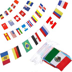 لافتة أعلام دولية، أعلام دول العالم، متعددة الألوان، بوليستر، مقاس 5.5 × 8.3 بوصة لكل منها، 50 علمًا لتزيين الحفلات، والأحداث الرياضية in Kuwait
