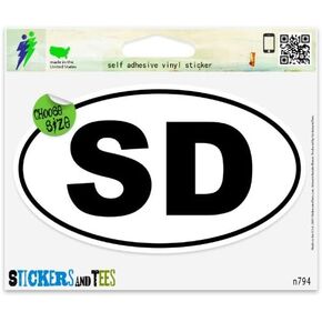 South Dakota SD White State Oval Vinyl Car Bumper Window Sticker 3" x 2" in Kuwait