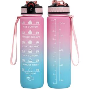 32oz Water Bottles with Straw, 1000ml Motivational Water Bottle with Time Marker, Leakproof & Carrying Strap Tritan Material BPA Free, Drinking Sports Water Bottle for Fitness, Gym and Outdoor Sports in Saudi Arabia