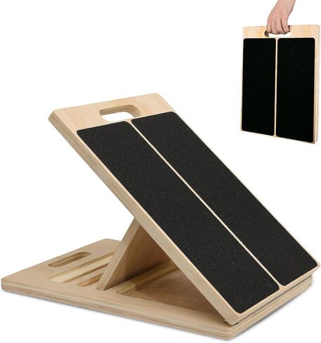 لوح مائل لتمرين تمدد ربلة الساق، لوح خشبي مائل بزوايا قابلة للتعديل وقابل للحمل، ممتد عضلات الساق مضاد للانزلاق للفخذ والساق والركبة والقدمين in Kuwait