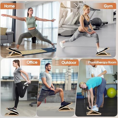 لوح مائل لتمرين تمدد ربلة الساق، لوح خشبي مائل بزوايا قابلة للتعديل وقابل للحمل، ممتد عضلات الساق مضاد للانزلاق للفخذ والساق والركبة والقدمين in Kuwait