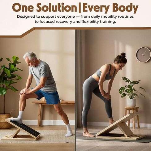 Adjustable Wooden Slant Board for Calf Stretching, Squats & Physical Therapy – Portable Incline Stretch Board for Ankle, Knee, Heel & Foot Mobility with 2 Extra Sand Papers, Carry Bag & Mini Loop Band in Saudi Arabia