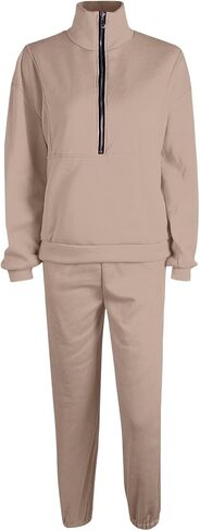 Sweat Suits for Womens 2 Piece Half Zip Plus Size Oversized Sweatshirt Fleece Lined Jogger Pants Athletic Workout Gym Sets in Saudi Arabia