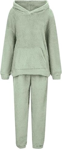 Sweatsuits Women 2 Piece Outfit Fuzzy Fleece Long Sleeve Pocket Casual Hoodies And Pants Set Fluff Sweatsuit in Saudi Arabia