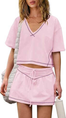 Yanekop Skort Sets Women 2 Piece Outfits Two Piece Matching Workout Sets Crop Tops and Mini Skirt Set in Saudi Arabia