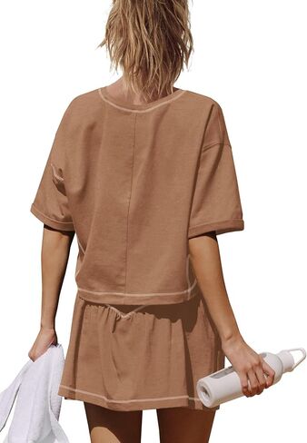 Yanekop Skort Sets Women 2 Piece Outfits Two Piece Matching Workout Sets Crop Tops and Mini Skirt Set in Saudi Arabia
