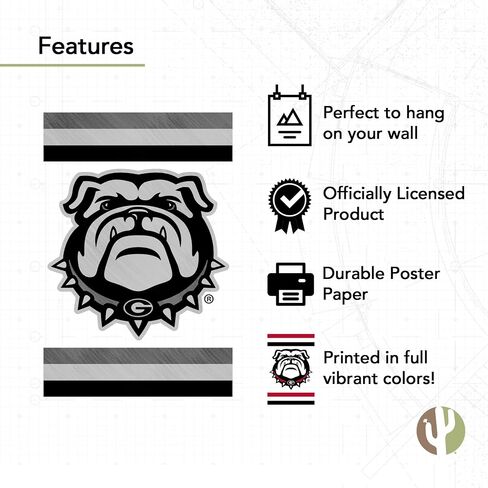 ملصق جامعة صبار الصحراء بجورجيا UGA Bulldogs مقاس 11 × 17 بوصة ديكور غرفة المكتب والعتاد الرسمي (11 × 17 بوصة، كلاسيكي B) in Saudi Arabia