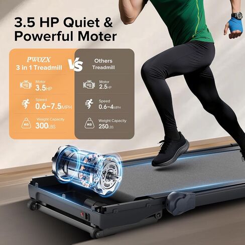 Walking Pad Treadmill with 15% Auto Incline, Foldable Under Desk Treadmill 300lbs Capacity with Remote Control, 3.5 HP Walking Pad with Handle Bar & LED Display for Home Office Use in Saudi Arabia
