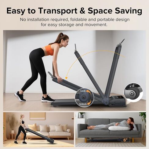 Walking Pad Treadmill with 15% Auto Incline, Foldable Under Desk Treadmill 300lbs Capacity with Remote Control, 3.5 HP Walking Pad with Handle Bar & LED Display for Home Office Use in Saudi Arabia